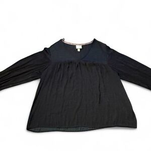 Knox Rose Long Balloon Sleeve VNeck Blouse Black Size XLarge